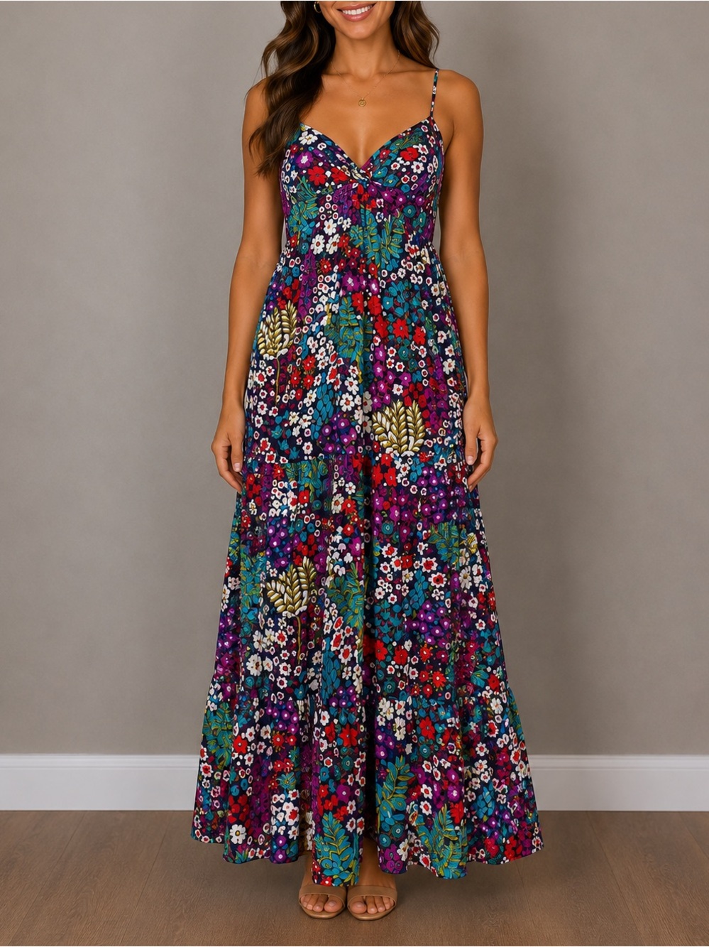 FOREVER 21 BOHO FLORAL MAXI DRESS | VACATION | RESORT | COTTAGECORE | SIZE SMALL